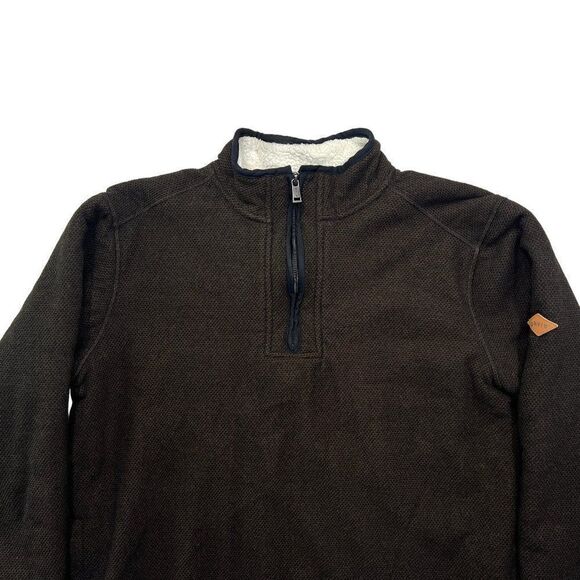 Orvis Men's Brighton Brown Fleece Lined 1/4 Zip Pullover - Picture 3 of 11